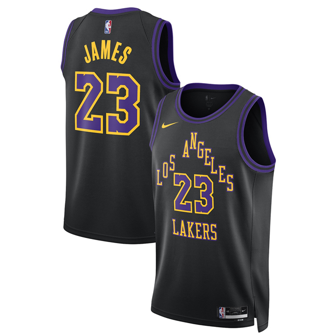 Men's Black Los Angeles Lakers #23 LeBron James LeBron James 2025/26 City Edition Stitched Basketball Jersey